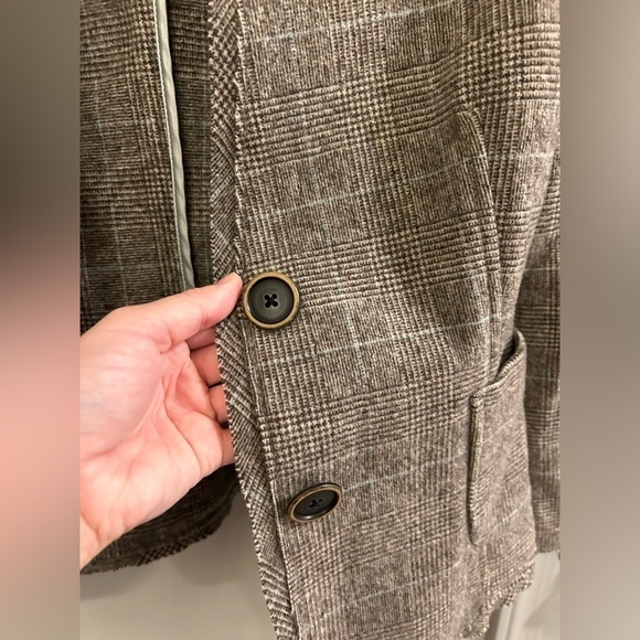Banana Republic Blazer Wool Blend Women’s 4 Y2K Plaid Brown - Picture 8 of 13